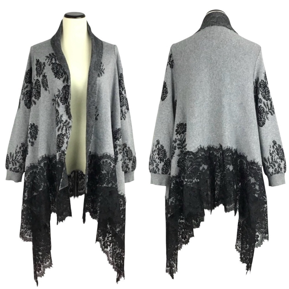 Soft Surroundings Ruana Cardigan Womens Medium Angora Blend Wrap Boho Dark Fairy